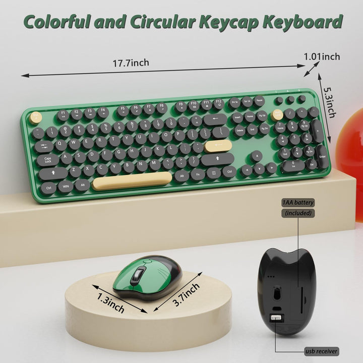 Kootop Teclado inalámbrico, lindo teclado colorido de 104 teclas de...