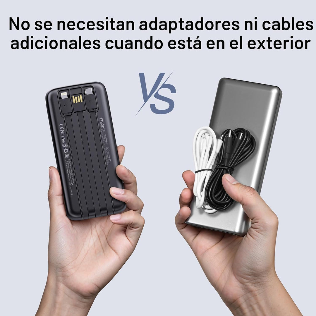 Paquete de 2 cargadores portátiles 2026 de 12800 mAh con cables int...