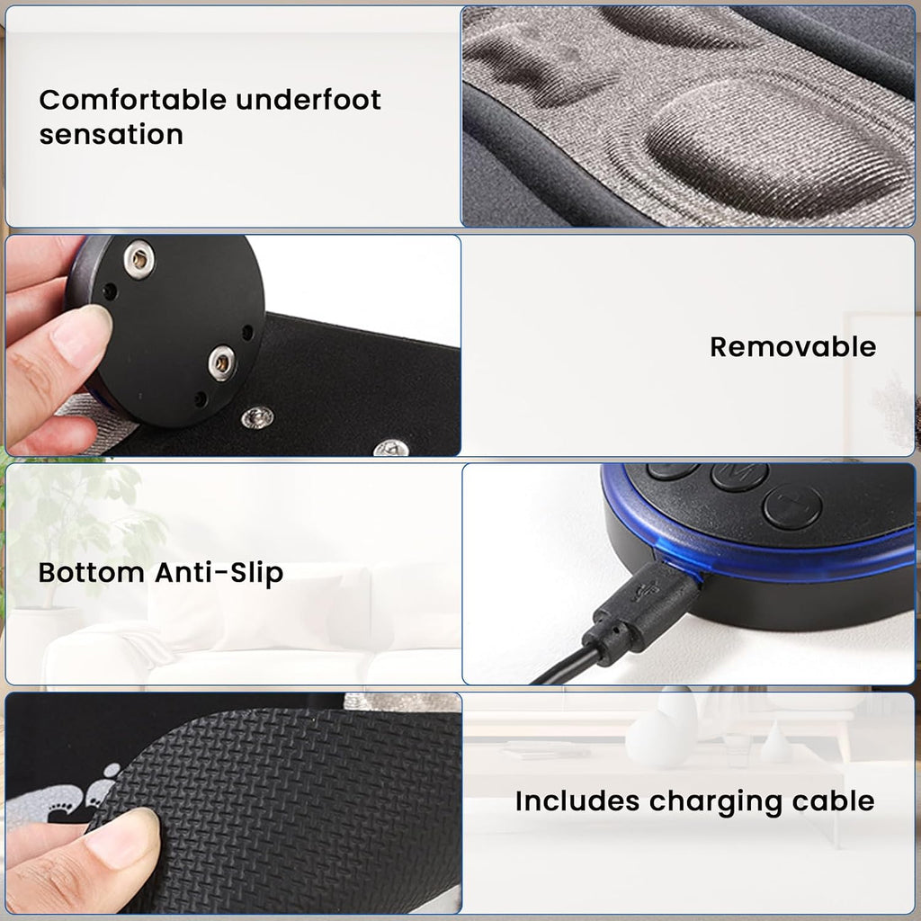 Masajeador de pies portátil, estimulador de circulación recargable con 8 modos, 19 intensidades, 4 almohadillas corporales, diseño ligero para el hogar, viajes, oficina