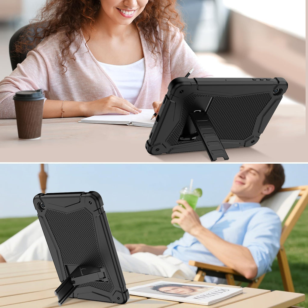 Funda a prueba de golpes para Samsung Galaxy Tab A11 Plus de 11 pulgadas 2026 con soporte integrado, 3 capas de protección resistente para Tab A9+ 10.9 2023, color negro