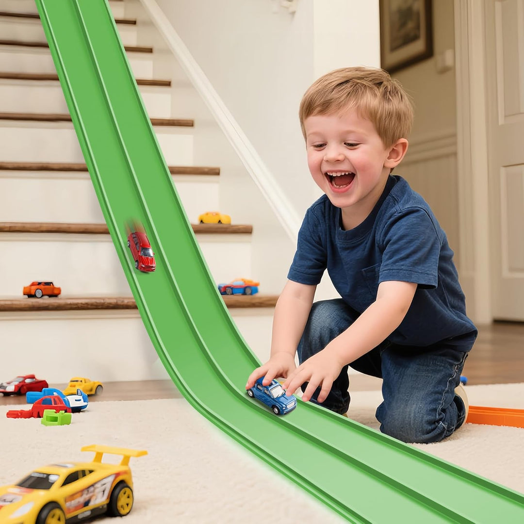 Pista de Carreras Flexible Mejorada Pistas Flexibles para Niños de...