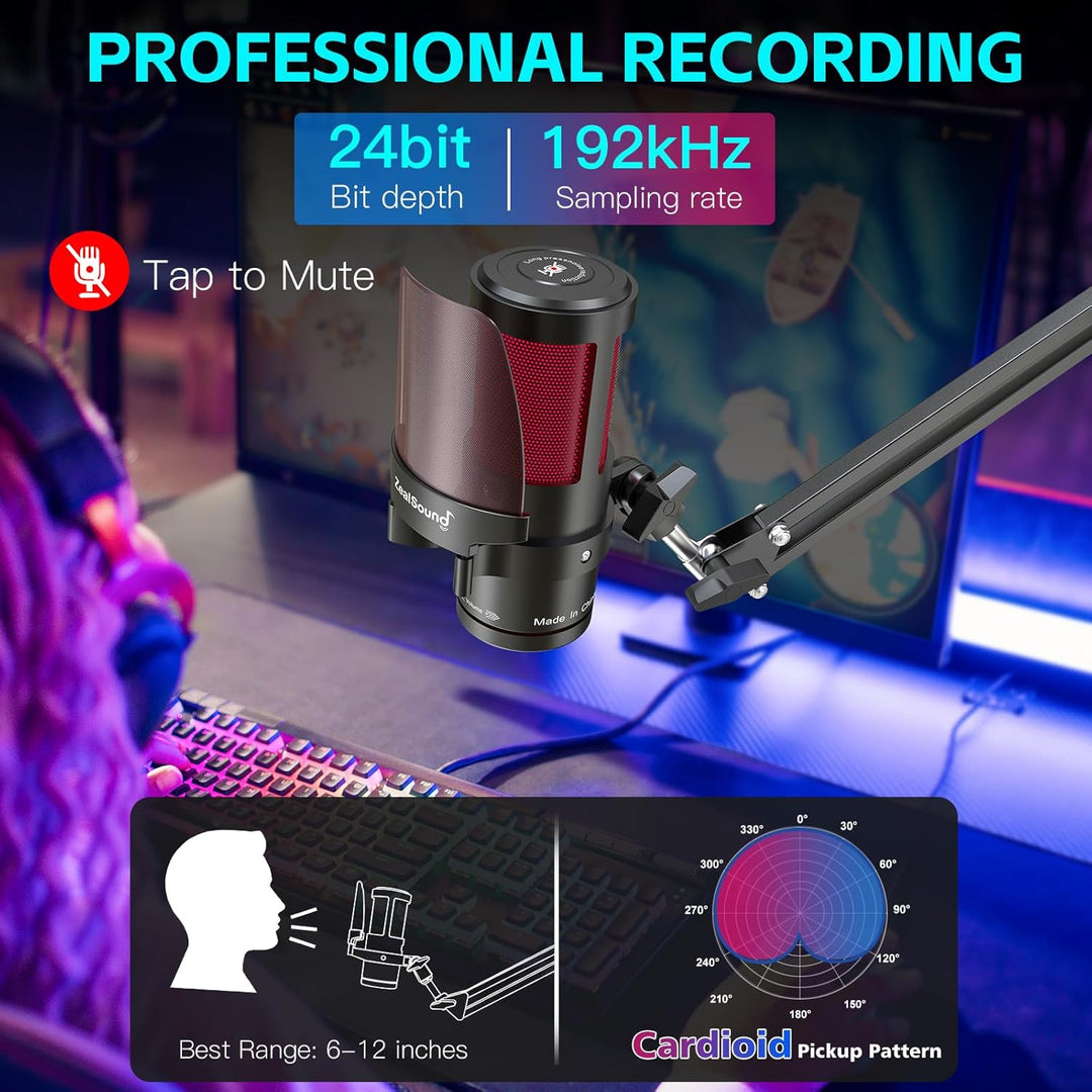 ZealSound Micrófono USB para juegos para iPhone, micrófono de juego...