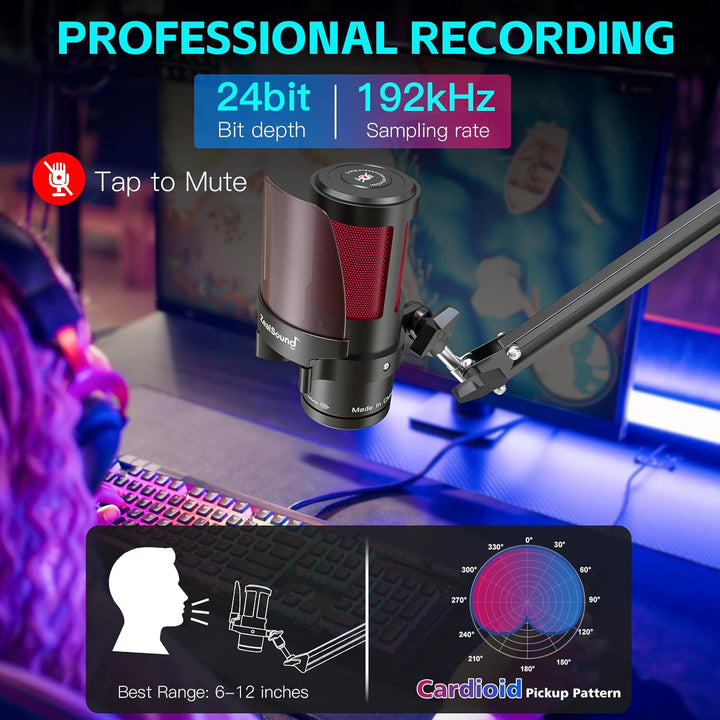 ZealSound Micrófono USB para juegos para iPhone, micrófono de juego...