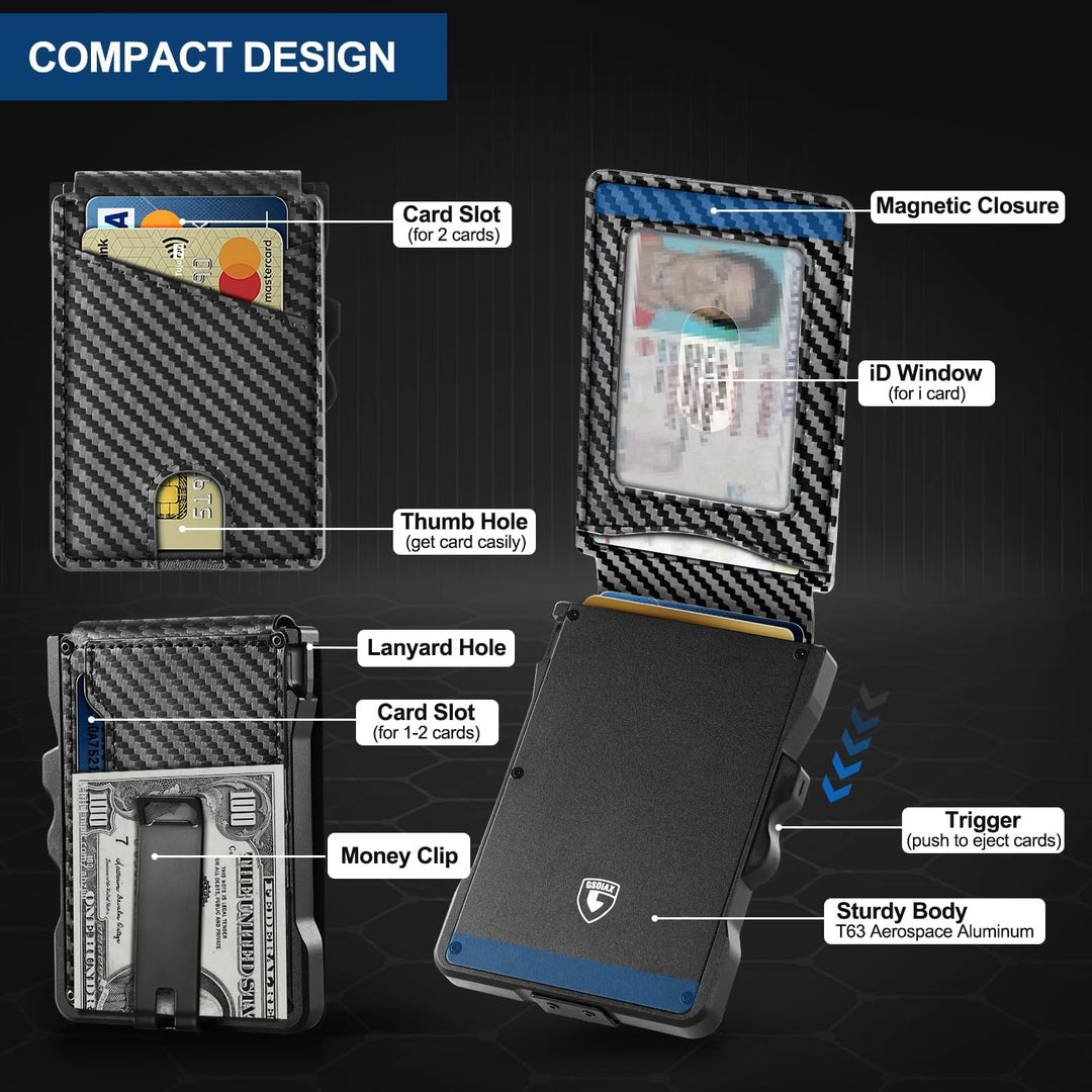 GSOIAX Billetera para hombres con bloqueo RFID, tarjeta emergente i...