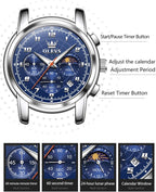 Reloj OLEVS para Hombre Original Analógico de Cuarzo Negocios Reloj de Pulsera de Lujo para Hombre Impermeable Acero Inoxidable Fecha Moda Vestir Casual Estilizado Cronógrafo Diseño reloj para Hombre