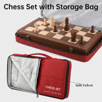 Juego de ajedrez magnético de madera plegable de 15 pulgadas, juego de ajedrez de viaje portátil con bolsa de tablero de ajedrez, juego de ajedrez para principiantes profesionales para torneos