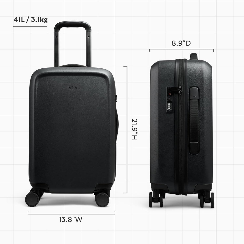 Bellroy Transit Carry-On (equipaje de mano de 41L, con carcasa dura y celdas de embalaje extraíbles), Negro, Tamaño único