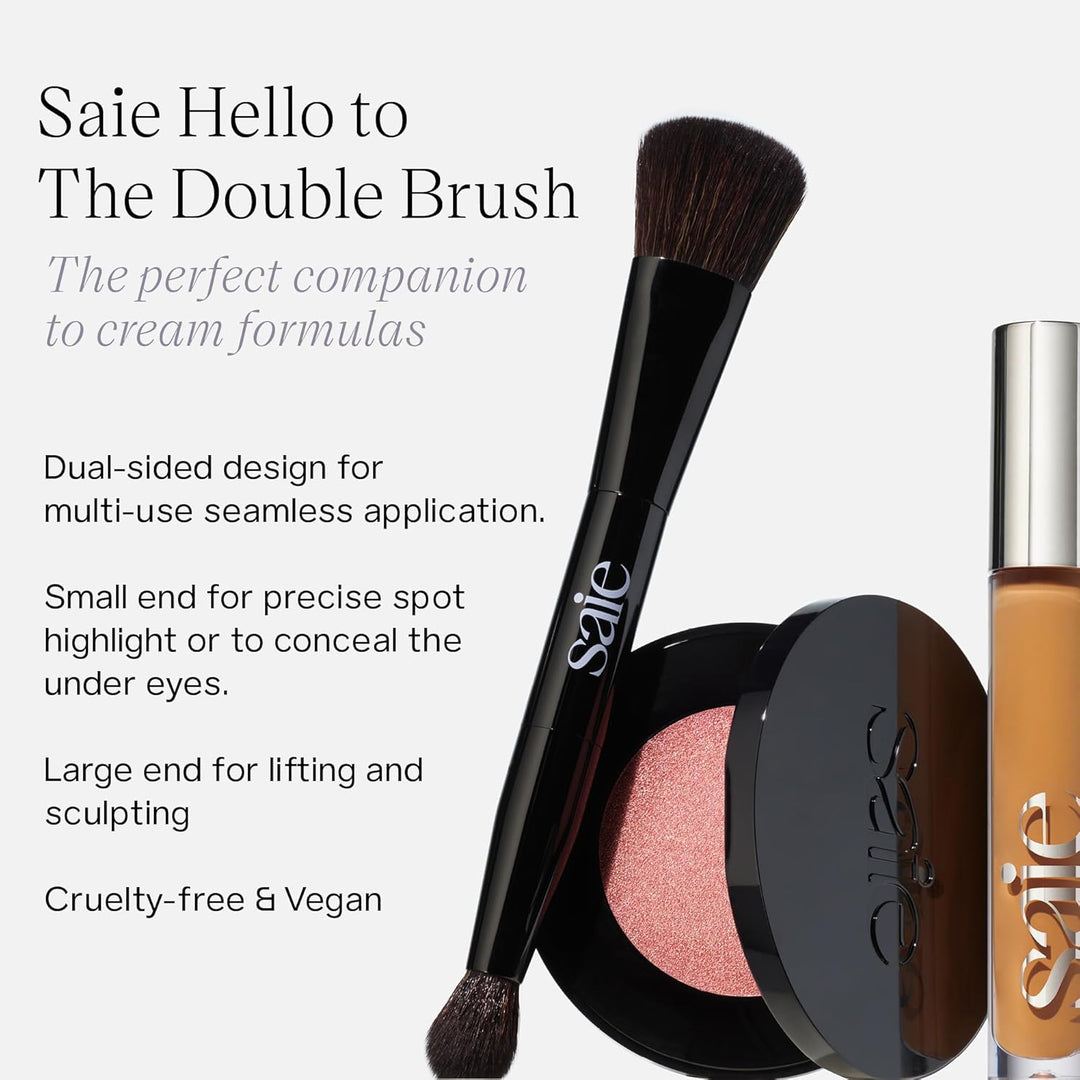 Saie The Double Brush - Brocha de maquillaje de doble punta para fó...