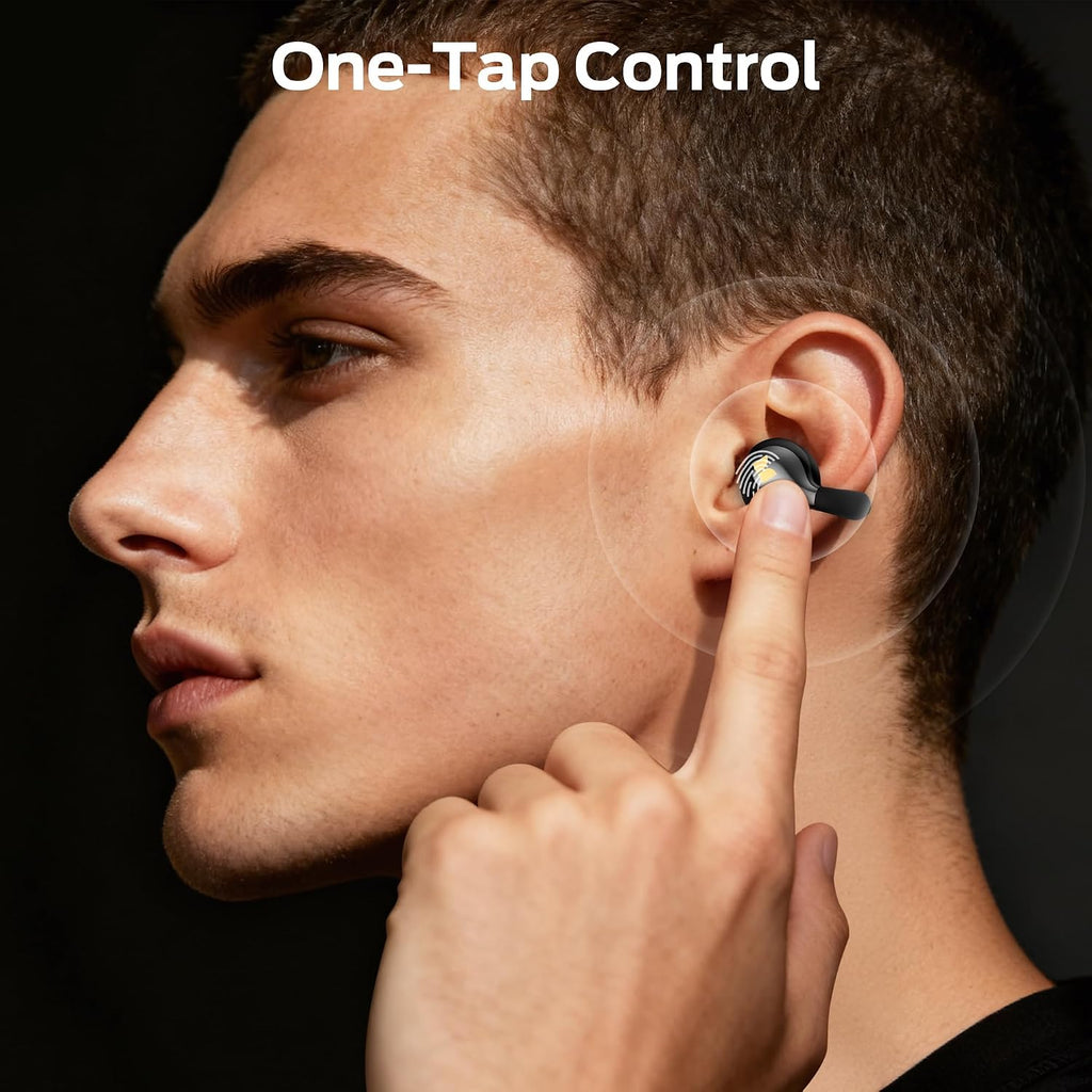 Monster AC225 - Auriculares de oído abierto, sonido estéreo, auriculares Bluetooth 6.0 de oreja abierta, auriculares ligeros y cómodos con clip con micrófono ENC para llamadas claras