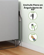 Protector de sobretensiones de regleta de alimentación: cable de extensión de enchufe plano de 5 pies, 8 salidas de CA y 6 puertos USB (3 USB C), protección contra sobretensiones 1080 J, estación de