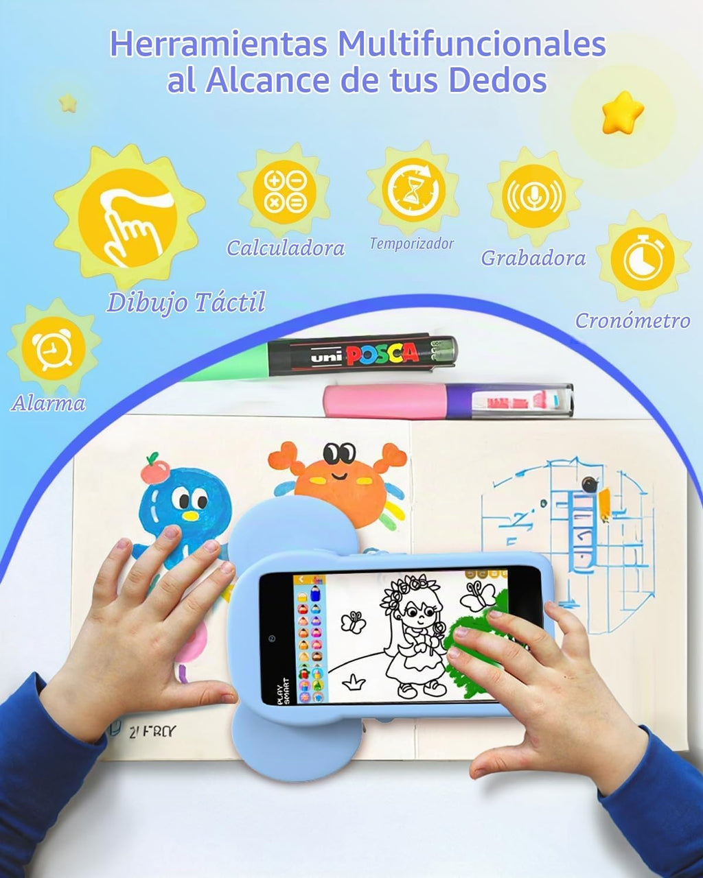 MOMILLA Teléfono de juguetes para niños con pantalla táctil de 3.97