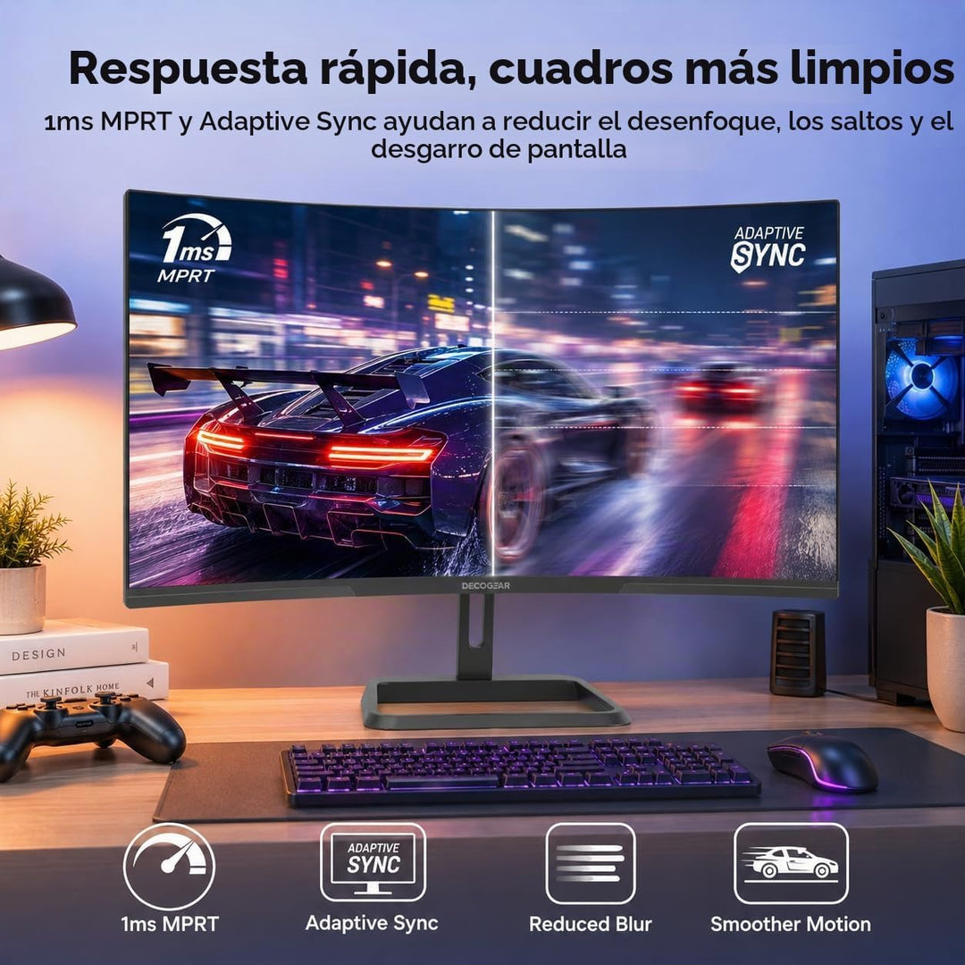 Deco Gear Monitor curvo para juegos de 34 pulgadas, 180Hz UWQHD 344...