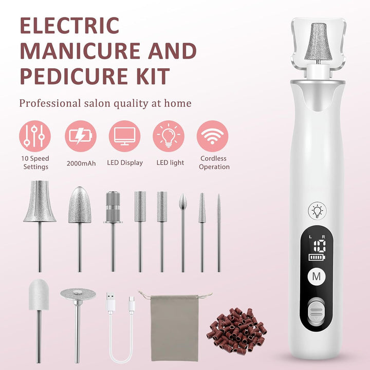 Kit de taladro de uñas eléctrico, taladro de uñas inalámbrico profe...