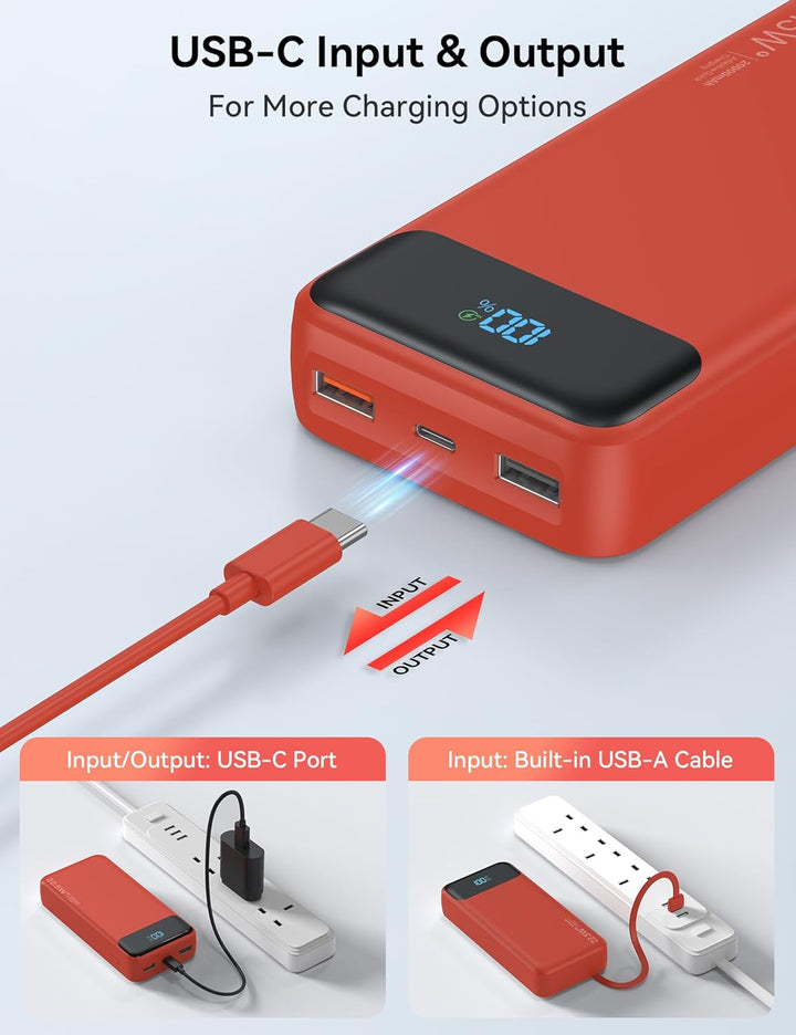 Nusyddy Cargador portátil de 20000 mAh integrado con 4 cables, bate...