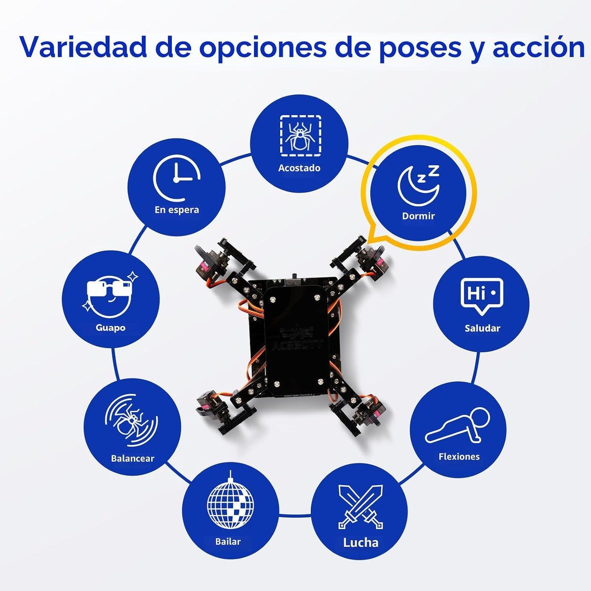 ACEBOTT STEM Kits de Robótica Científica para Adultos, Kit de Construcción de Robot Araña ESP8266, Control Remoto por Aplicación, Juguetes Educativos de Caminar y Rastrear Divertidos para Niños de 12+