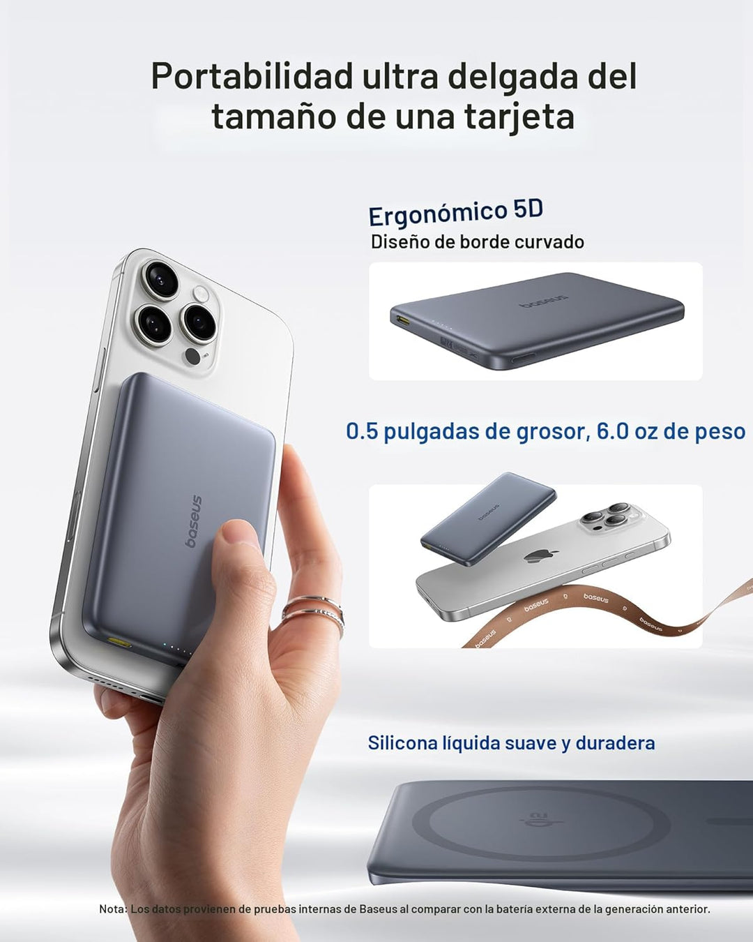 Baseus Picogo Magsafe Cargador Portátil, Qi2 15W 0.5" Ultra Del...