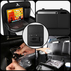 Organizador Universal de Cuero Premium Plegable para Asiento Trasero de Automóvil con Bandeja de Mesa, Protector de Respaldo de Asiento de Automóvil con Bolsa de Basura, Soporte para
