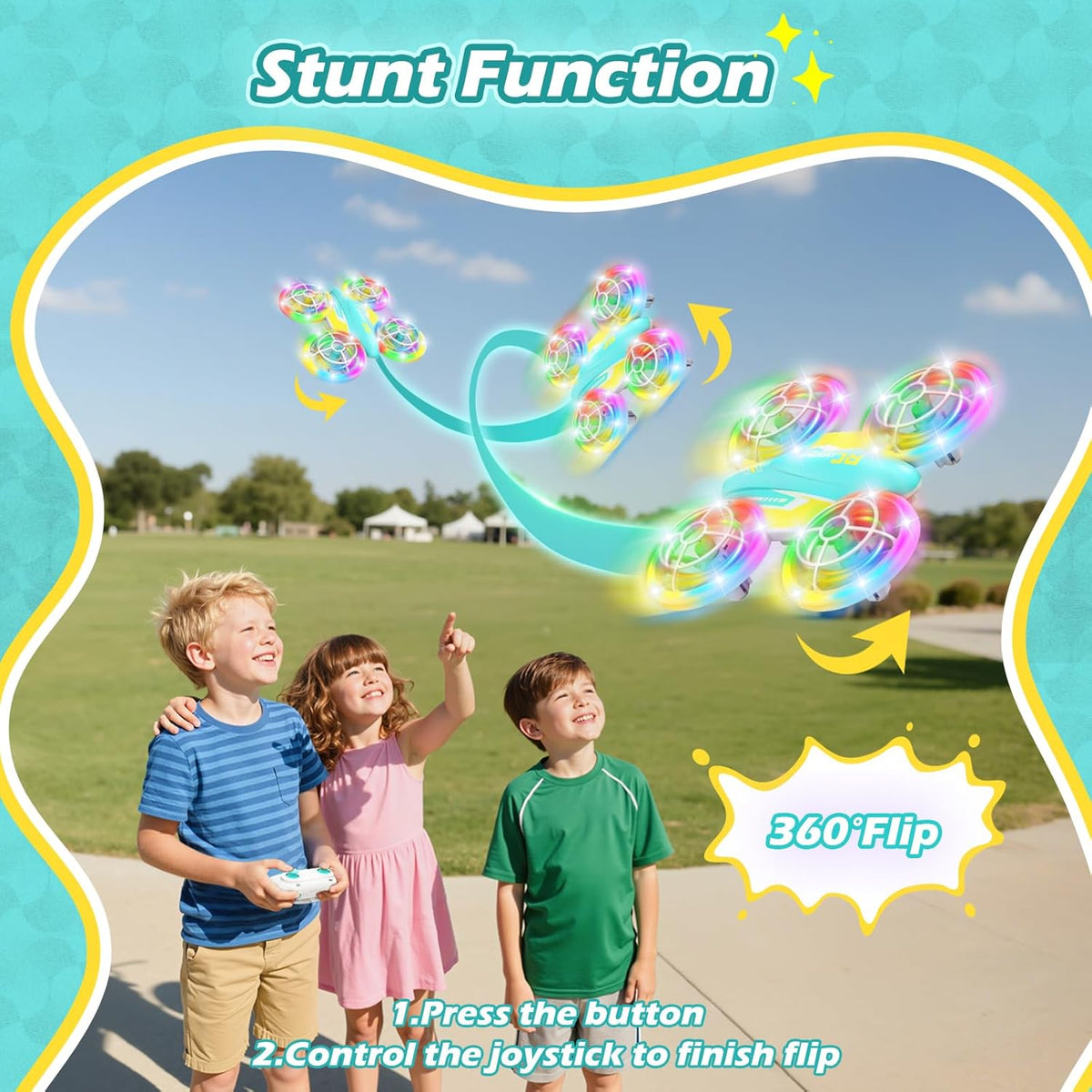 FUNPX Dron LED RC para niños de 6+, regalo de Navidad y cumpleaños...