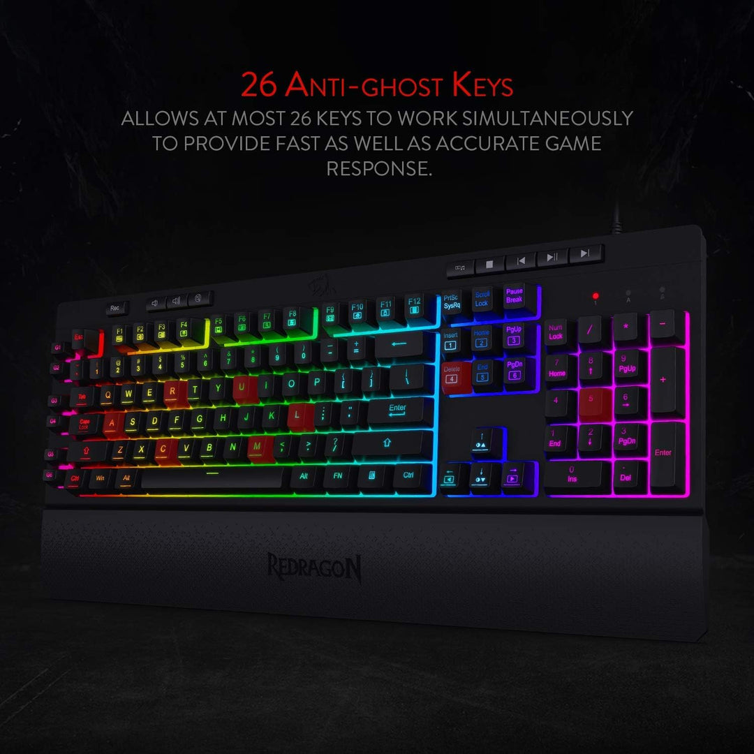 Redragon K512 Shiva RGB - Teclado para videojuegos con membrana ret...