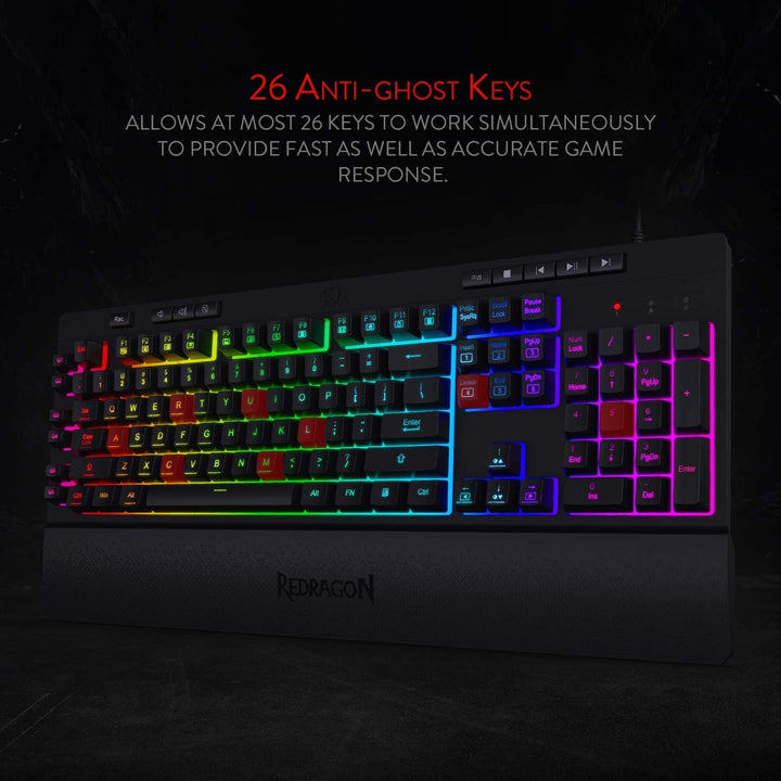 Redragon K512 Shiva RGB - Teclado para videojuegos con membrana ret...