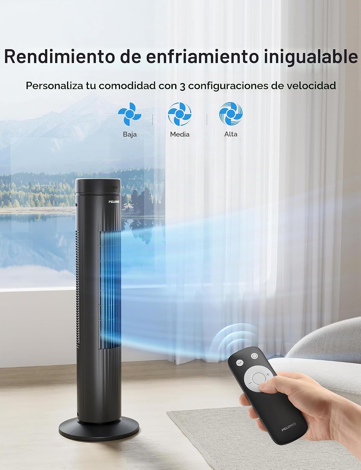 PELONIS Ventilador de torre oscilante de 30 pulgadas para dormitori...