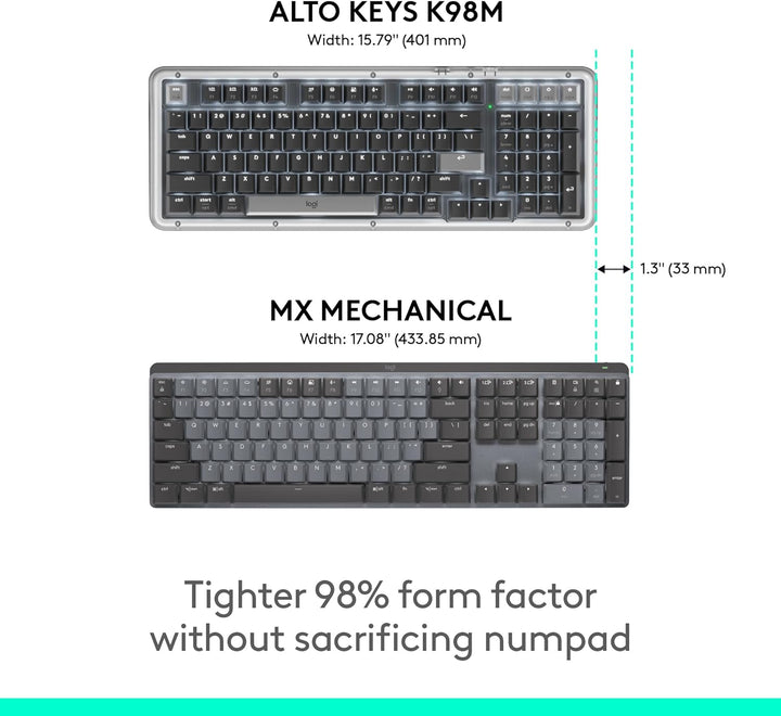 Logitech Alto Keys K98M - Teclado mecánico inalámbrico, teclado per...