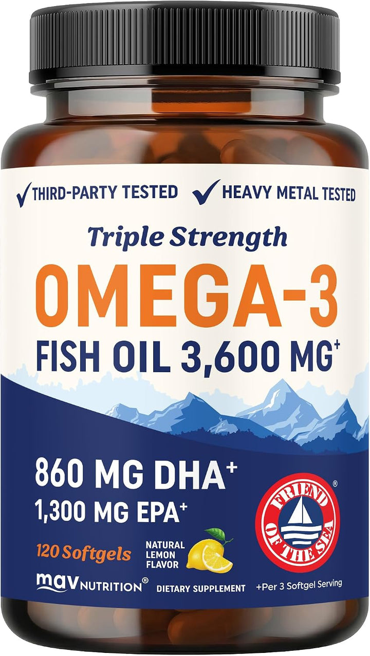Aceite de pescado DHA Omega 3 de triple fuerza 3600 mg | Más de 210...