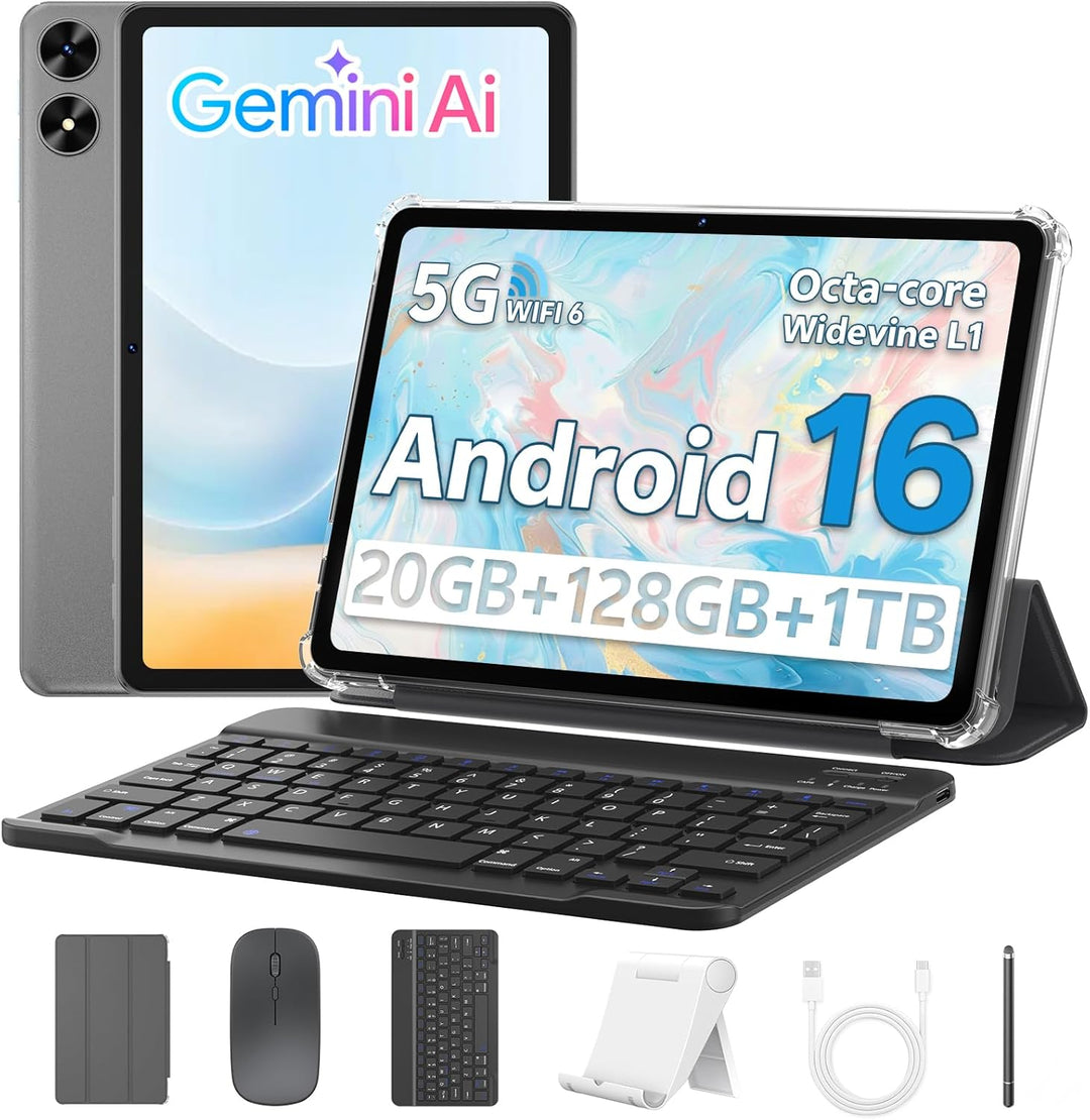FIRYMID Tablet Android 16 de 10,1 pulgadas, 2 en 1 con teclado y ra...