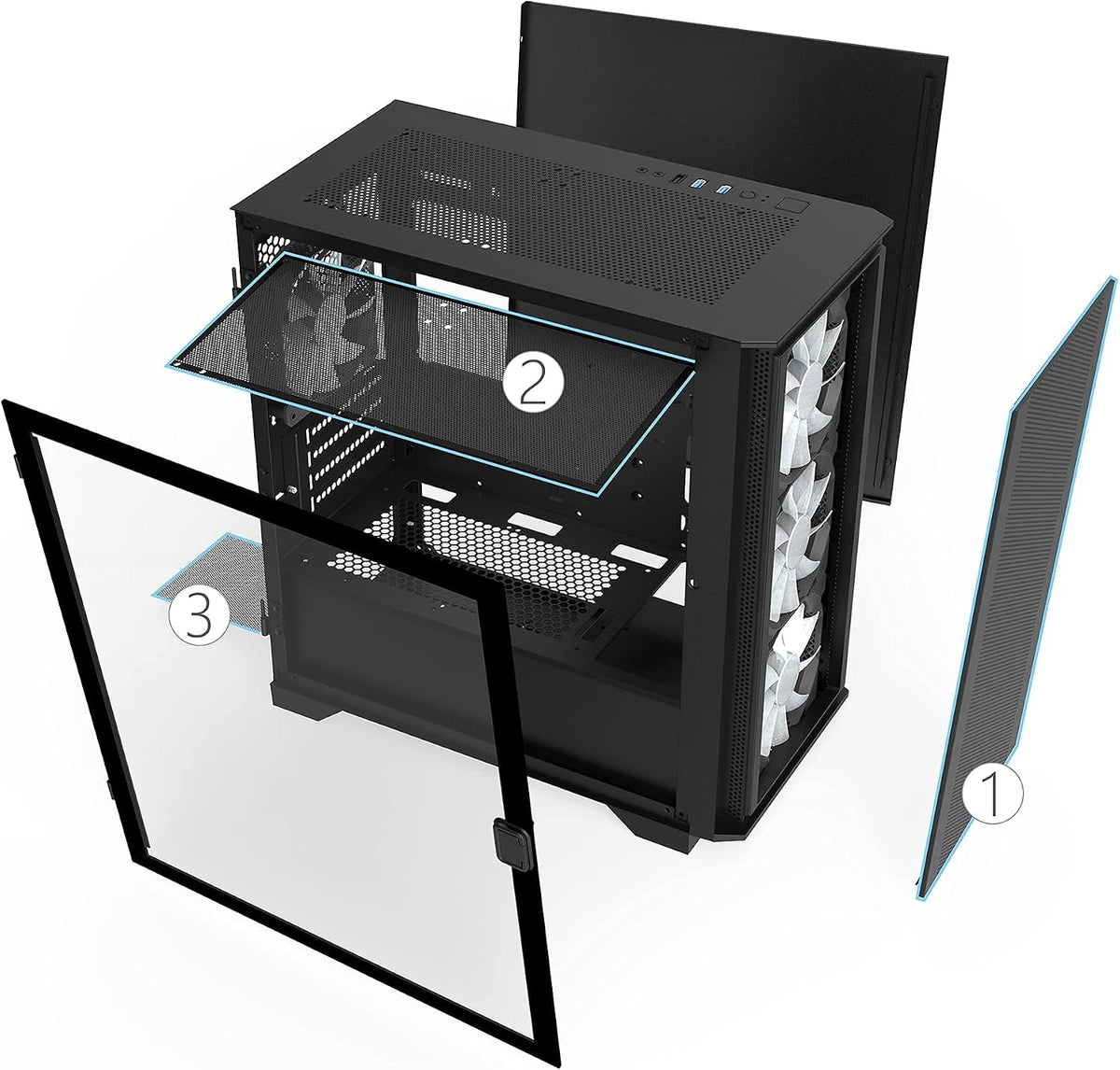 Montech AIR 100 ARGB Torre Micro-ATX con cuatro ventiladores ARGB p...