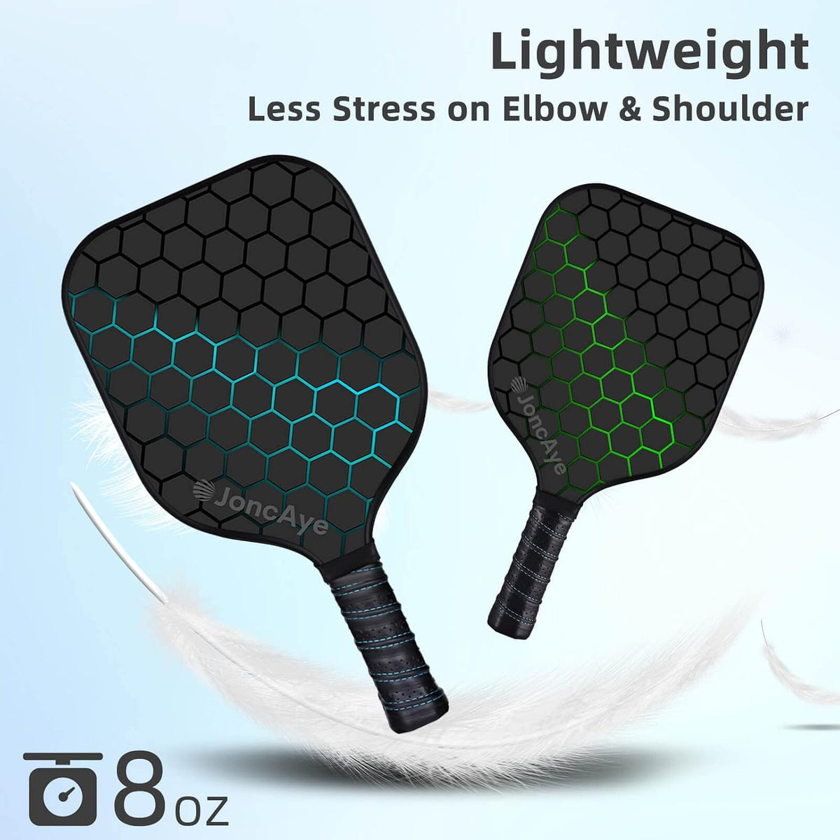 JoncAye Pickleball Paddles Set de 4 o 2 Fiberglass Rackets USAPA Approved