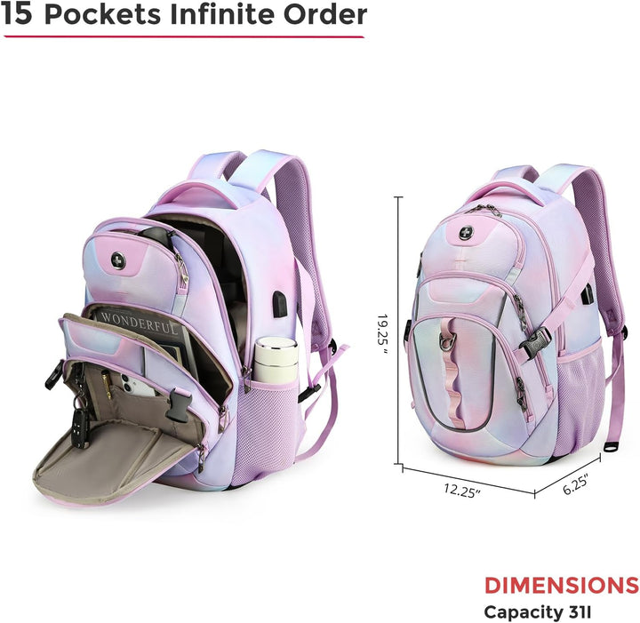 Swissdigital Mochila para laptop con puerto de carga USB, mochila d...