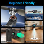 Drones con cámara 1080P para adultos, Drone RC con control remoto de