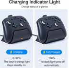 Estación de Carga con Adaptador para Nintendo Switch 2 Pro Controller, Base de Carga/Soporte con Luz Indicadora Carga Rápida y Protección contra Sobrevoltaje/Cargas, Soporte de Montaje de Cargador