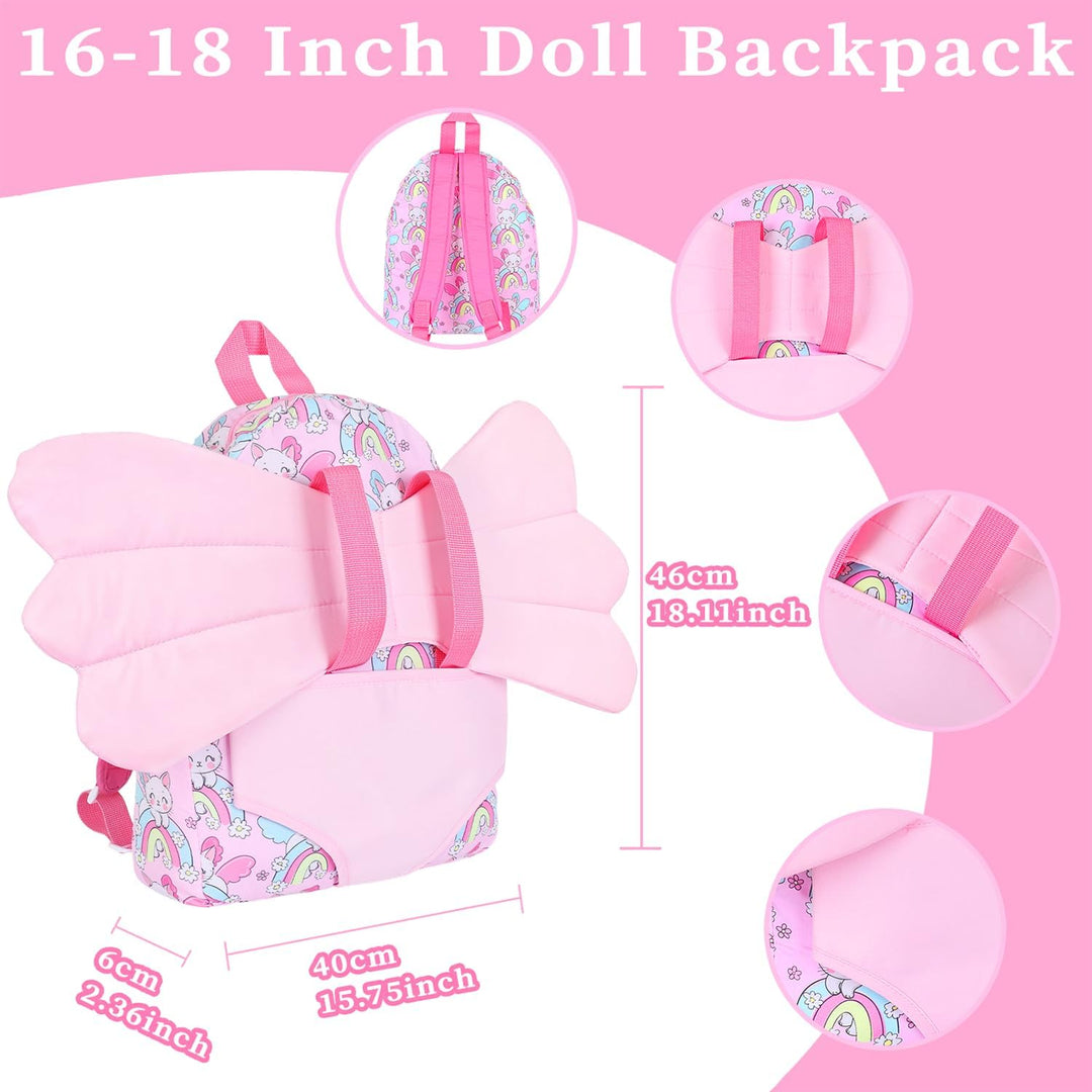 Ecore Fun Juego de mochila para muñecas de 18 pulgadas, 6 piezas de...