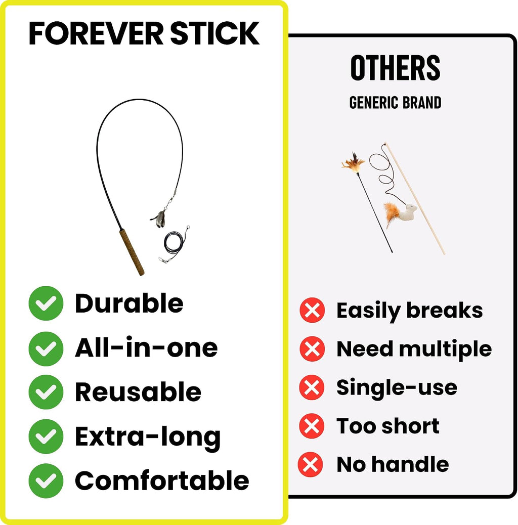Forever Stick - Varita irrompible para gato, juguete de plumas duradero