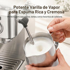 MEGAWISE Máquina de café expreso de 20 bares | Cafetera compacta de acero inoxidable con espumador de leche de vapor, tanque extraíble | Máquina de café con leche de capuchino para el hogar, color