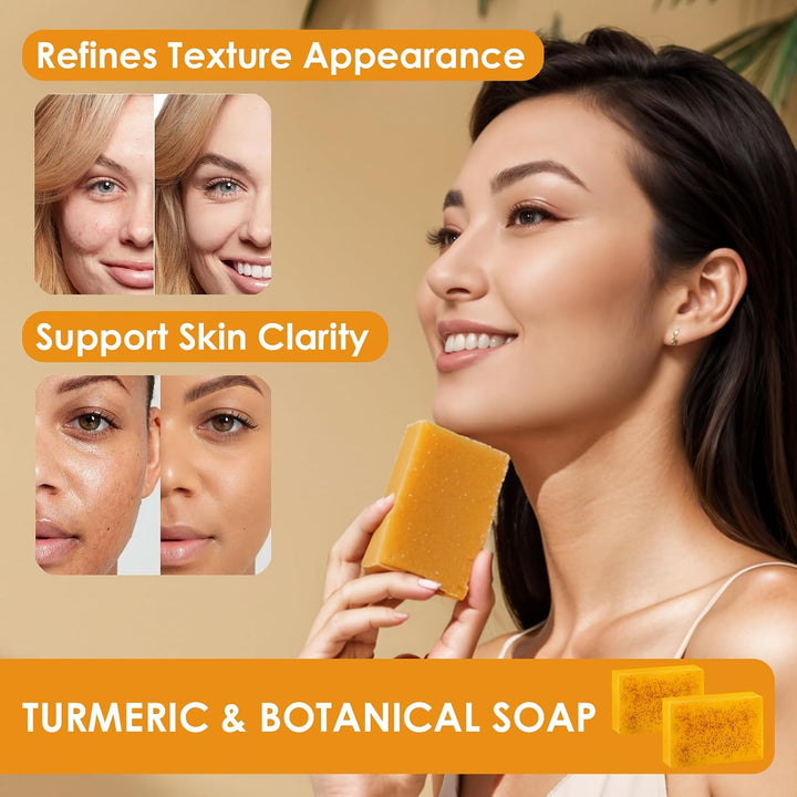 Kit de lavado y cuidado de cúrcuma, lavado facial de cúrcuma con ce...