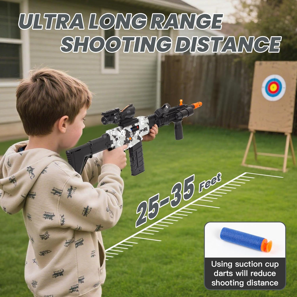 Pistola de juguete realista para pistolas Nerf, dardos de espuma, con alcance de 120 balas suaves, 3 revistas, ametralladoras eléctricas semiautomáticas para niños de 8 a 12 años, regalos de cumpleaños para niños y adultos