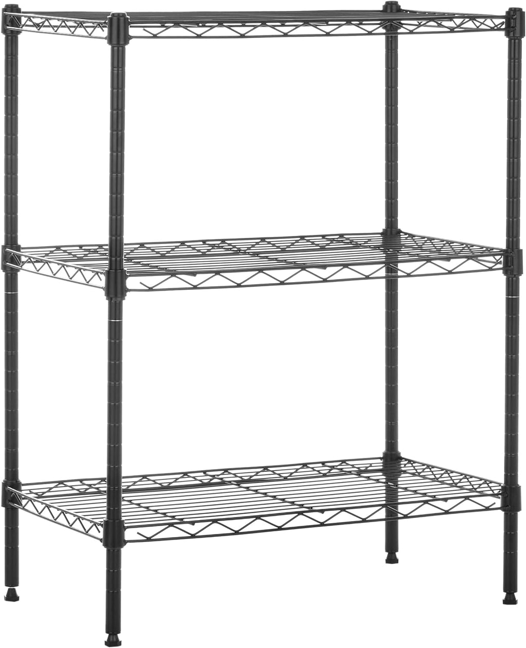 Amazon Basics 3-estante ajustable, unidad de almacenamiento de alta resistencia (capacidad de carga de 250 lbs por estante), rack de alambre organizador de acero, negro (23.3L x 13.4W x 30H)