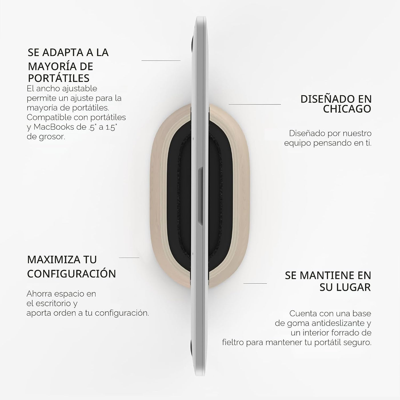 HumanCentric Soporte vertical para laptop en madera de arce, soport...