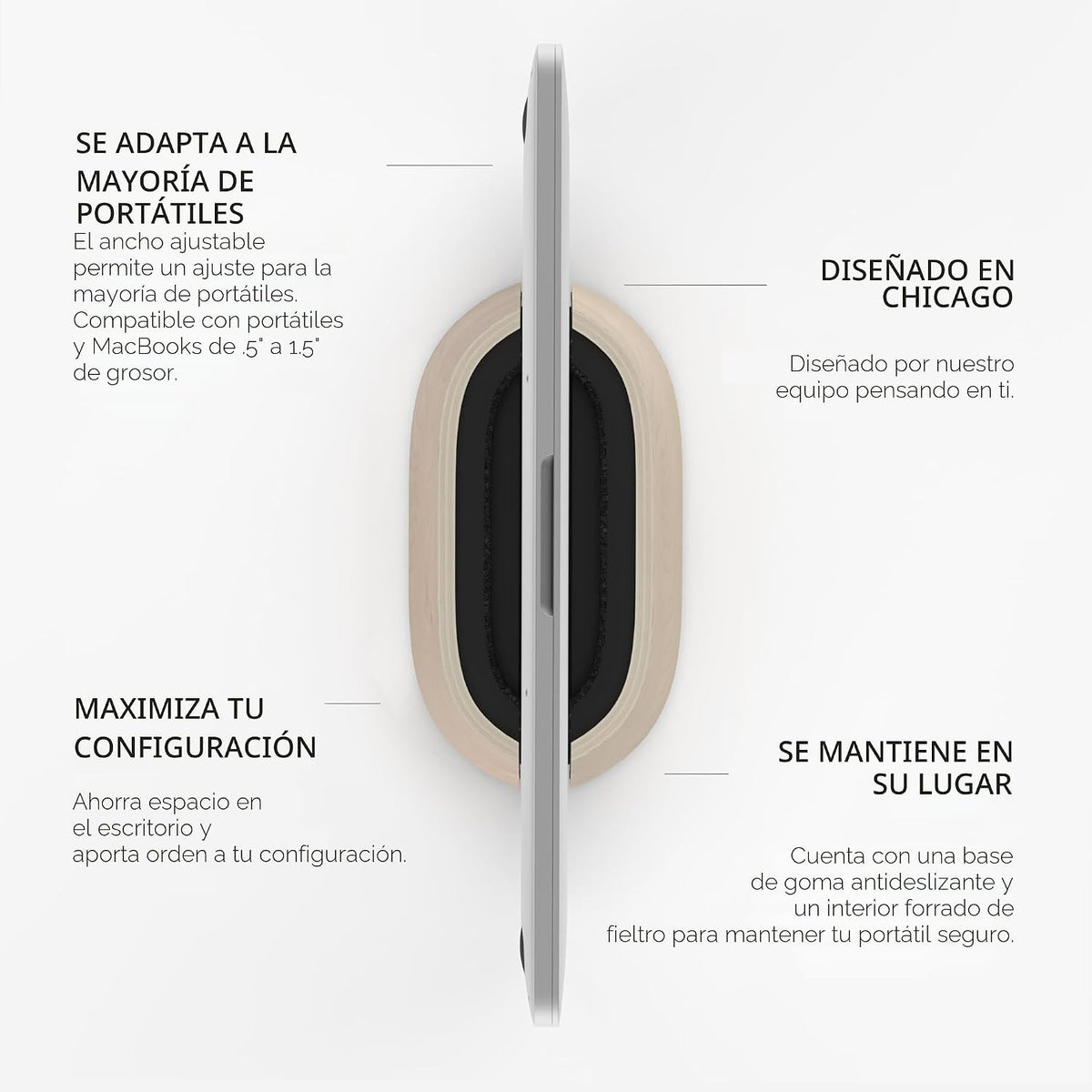 HumanCentric Soporte vertical para laptop en madera de arce