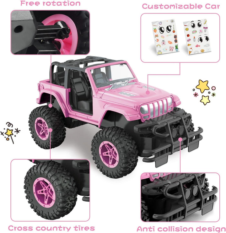 NQD Autos RC con adhesivo de bricolaje, auto de control remoto rosa...