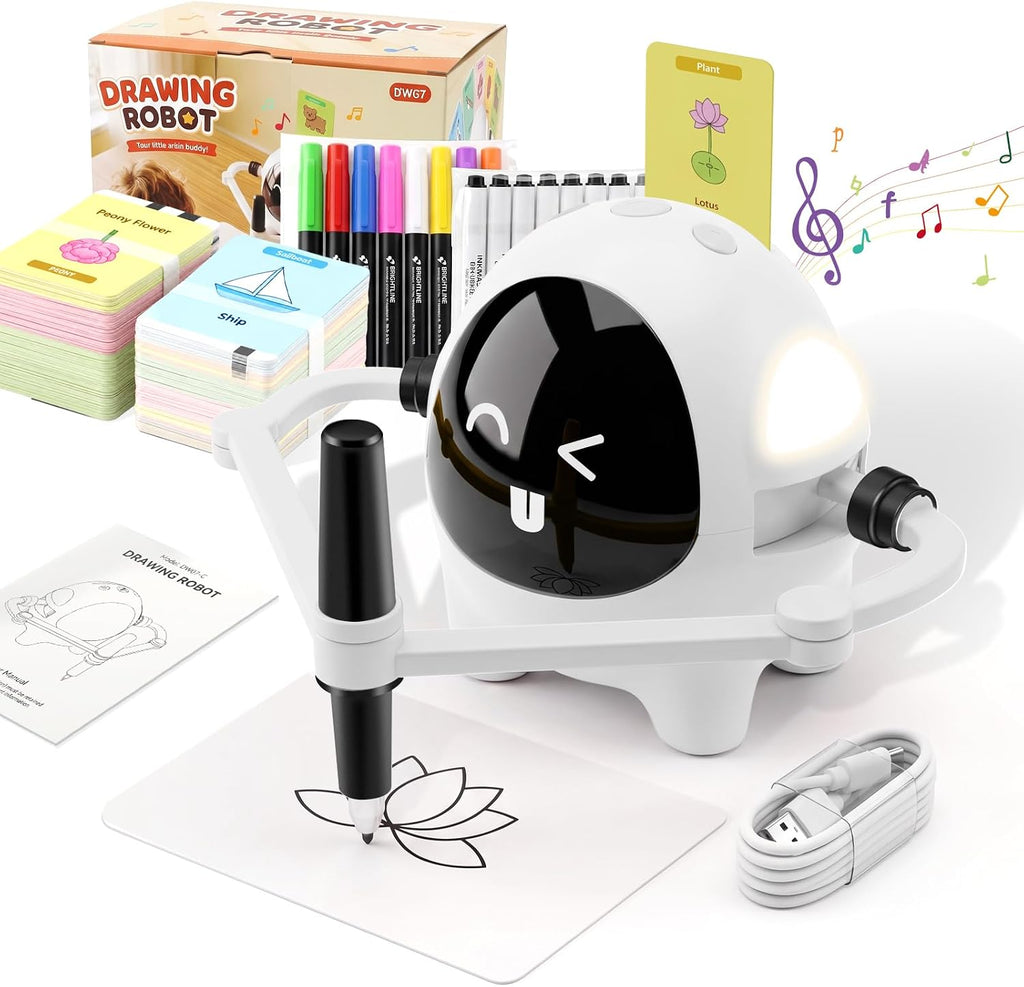Robot de dibujo con 200 tarjetas Montessori Learning Toys para niños de 3