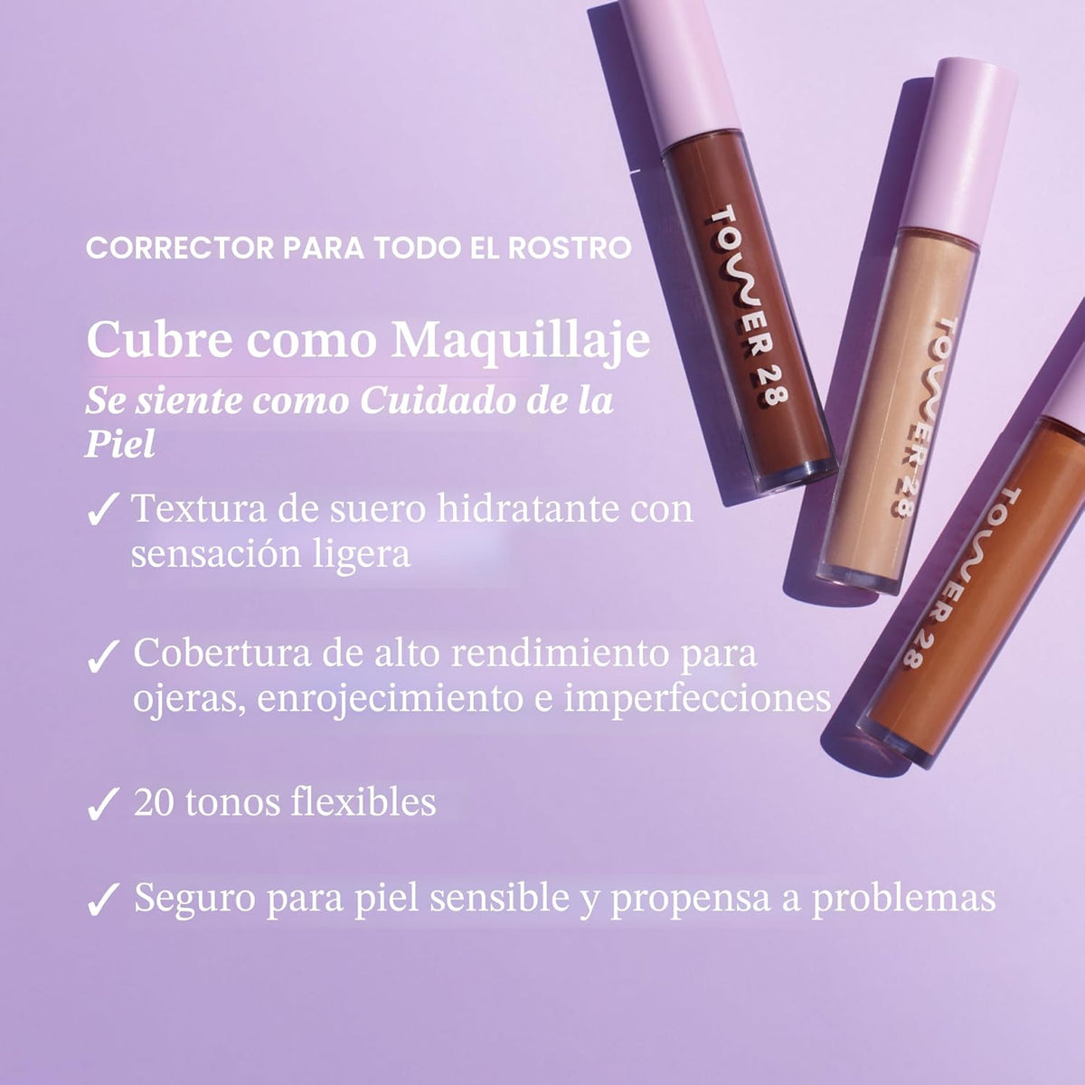 Tower 28 Swipe Serum Concealer - Corrector hidratante de cobertura...