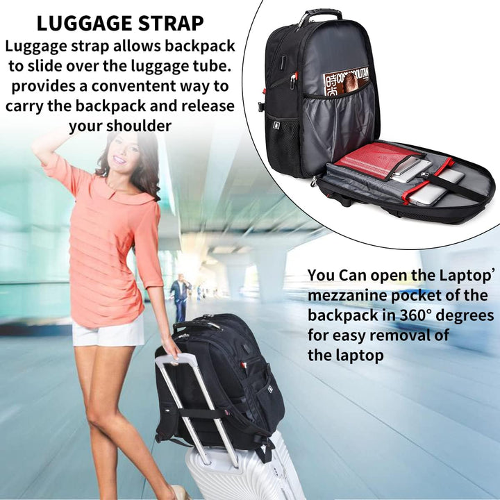 SHRRADOO Mochila de viaje extra grande para laptop de 50L con puert...
