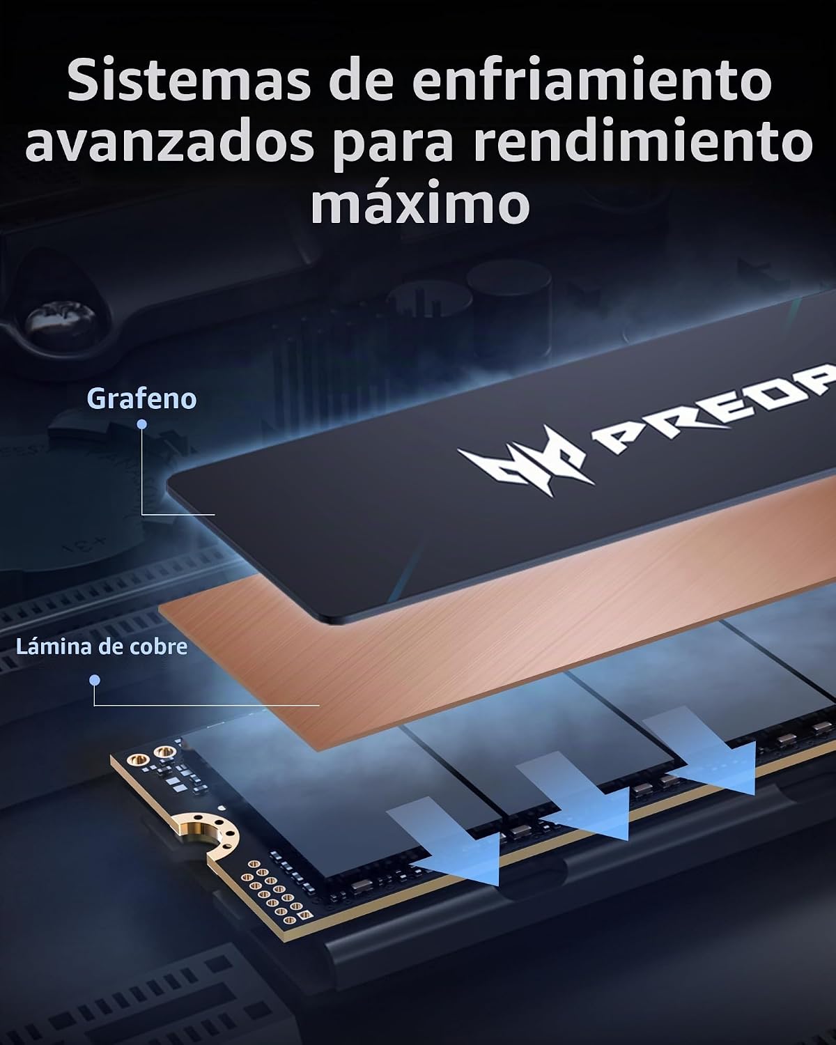Acer Predator GM9 M.2 Gen5 SSD de 2 TB, hasta 14500 MB\/s, unidad i...
