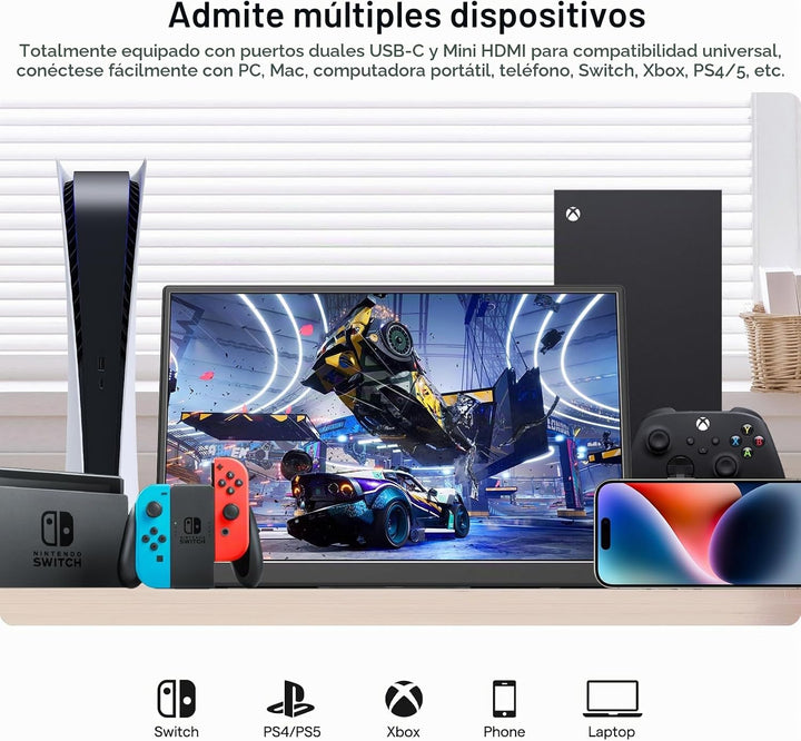 Yxk Monitor portátil de 14 pulgadas 1200P 60Hz IPS HDR Monitor de v...