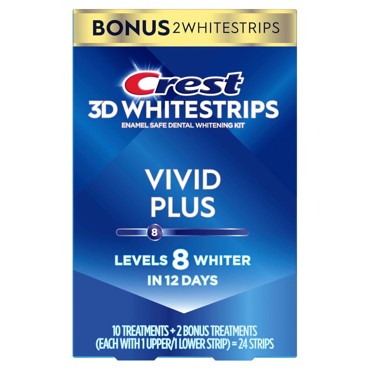 Crest 3D Whitestrips Vivid Plus, kit de tiras blanqueadoras de dien...