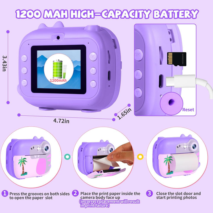 Cámara de impresión instantánea para niños, juguetes de cámara digi...