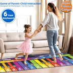 SUNLIN Alfombrilla de piano de suelo de 6 pies para niños y niños, tapete de piano gigante, 24 teclas, 10 canciones integradas, 8 sonidos de instrumentos, grabación y reproducción, folleto de